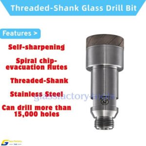 Self-Sharpening Spiral-Grooved Stainless Steel Threaded-Shank Glass Drill Bit