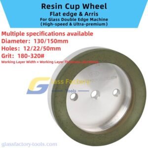 High-speed & Ultra-premium Resin Cup Wheel for glass straight edge machine and Double Edge Machine